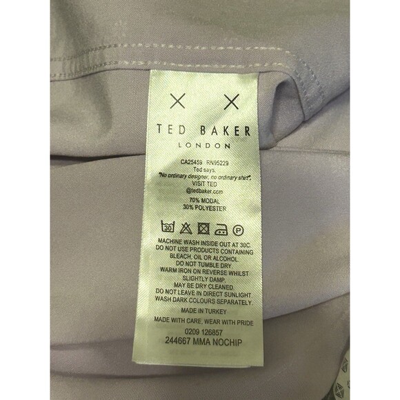 Ted Baker Mens M Short Sleeve Lavender White Floral Button Up Top - Picture 3 of 11